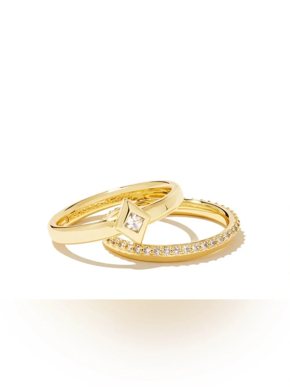 Kendra Scott Kinsley Gold Stacking Ring Set with Crystals Stone Size 6 NWT